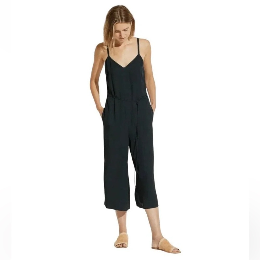 Vince Cami Wide Leg Crop Thin Strap Black Jumpsuit Size 4